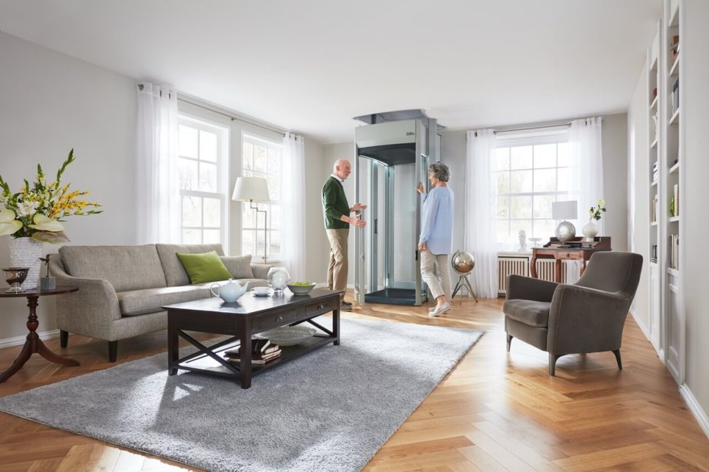 stiltz trio home lift installed living area